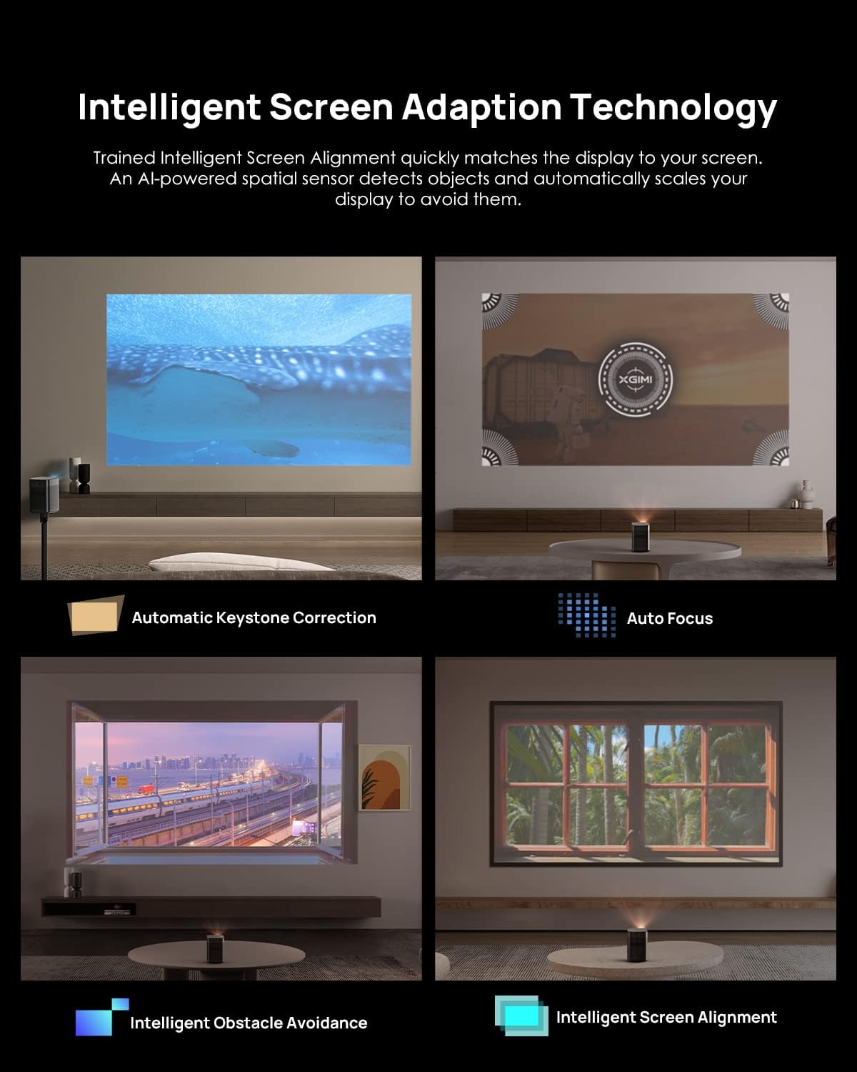 XGIMI Halo+ 1080P Portable Projector, 4K Input Supported, 700 ISO Lumens with Integrated Harman Kardon Speaker, Auto Focus&Keystone,ISA Technology, Android TV 10.0, Wireless Casting WiFi Bluetooth