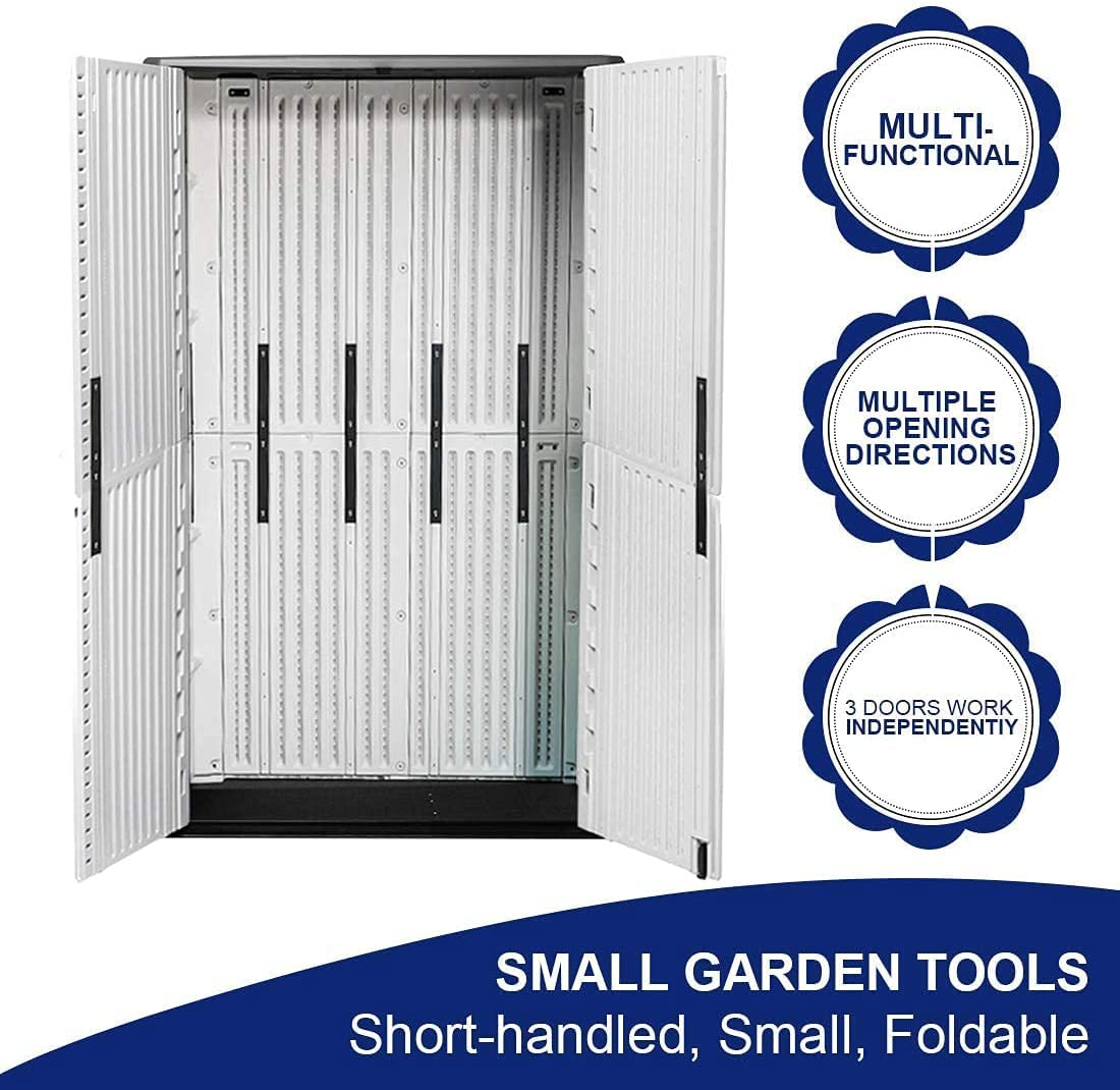 【Storage Shed】Outdoor Storage Shed Waterproof, Resin Vertical Storage Cabinet Double-Layered