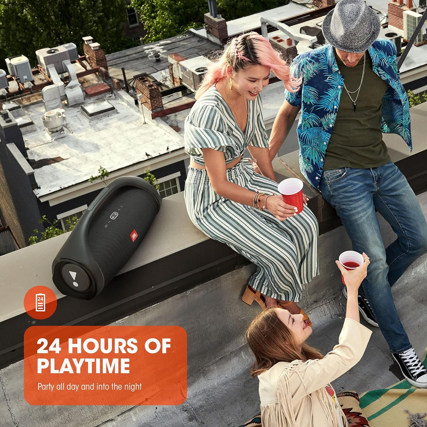 JBL Boombox 2 - Portable Bluetooth Speaker, Powerful Sound and Monstrous Bass, IPX7 Waterproof, 24 Hours of Playtime, Powerbank, JBL PartyBoost for Speaker Pairing, for Home and Outdoor(Black)