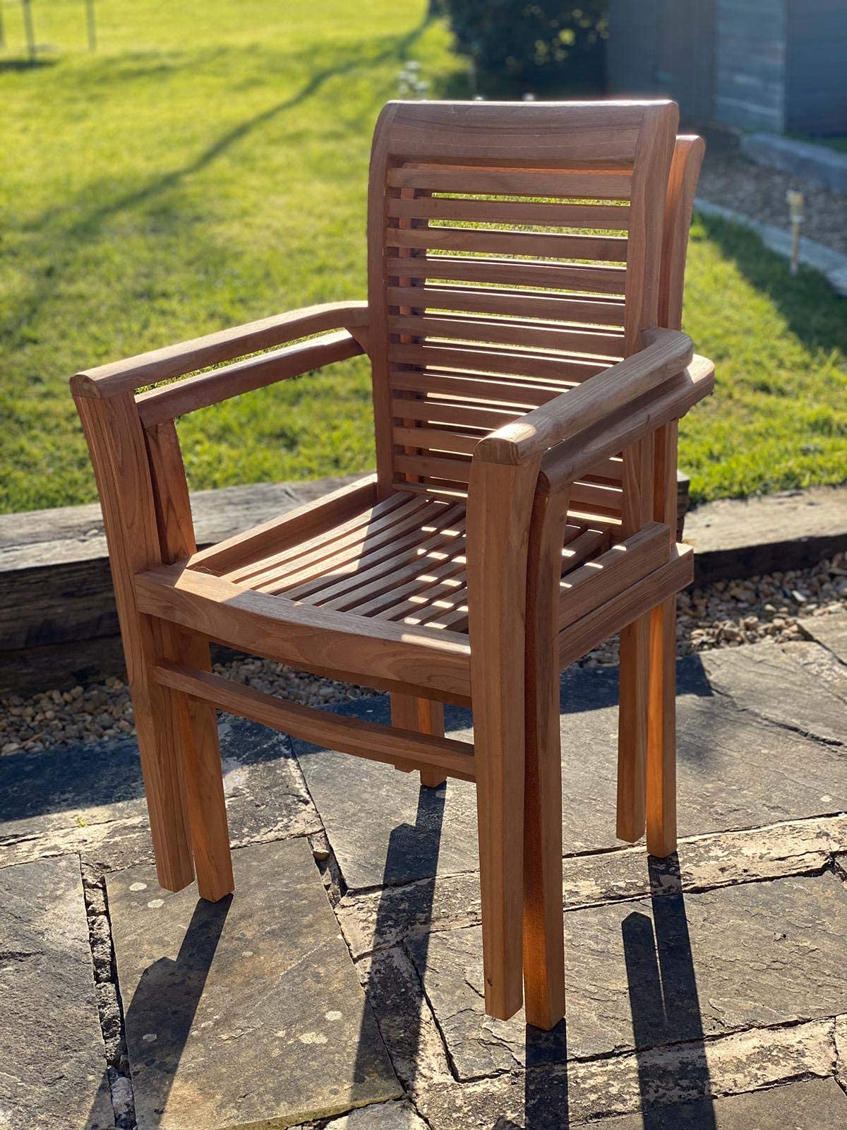 Teak Garden Furniture Set, Garden Table & 8 Chairs, Wooden Garden Furniture Set with Parasol