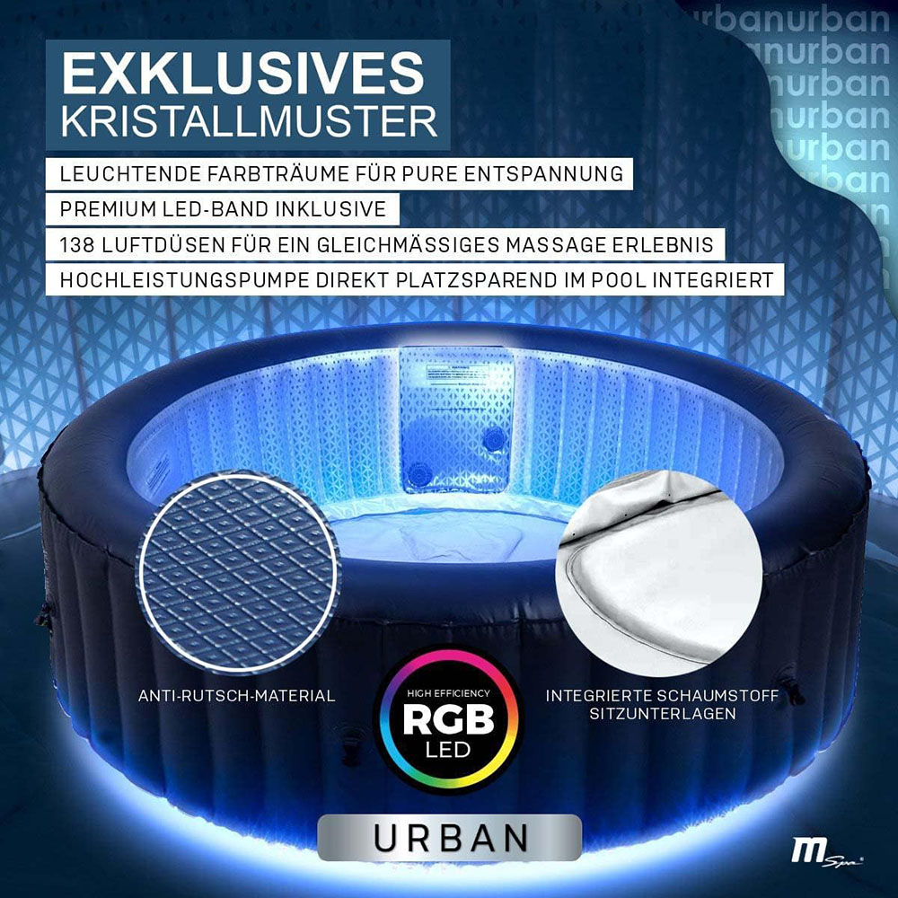 Miweba MSpa aufblasbarer Whirlpool mit Premium LED Beleuchtung