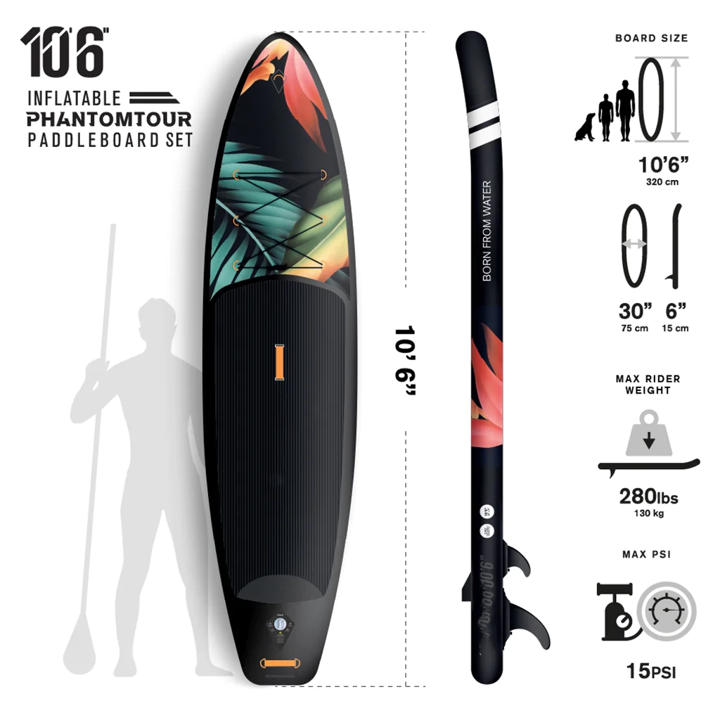 HURLEY ISUP - PHANTOMTOUR PARADISE INFLATABLE PADDLEBOARD SET 10′6 (USE 33% OFF DISCOUNT CODE)