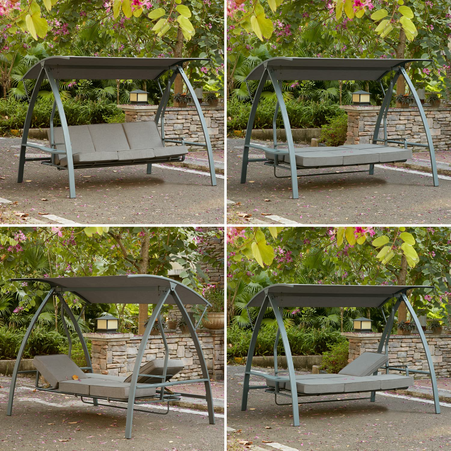 3 Person Patio Swinging Bench Chair 3-Seat Daybed Porch Swing Seater Outdoor Porch Swing