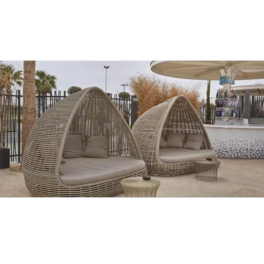 【Home&Garden】【BS】Outdoor leisure bed beach bed rattan bed sofa birdcage garden rattan chair indoor furniture rattan bed round bed recliner