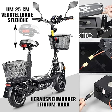 Rolektro, E-Joy electric scooter 20 lithium, black, 36V-20AH battery, 500 watts