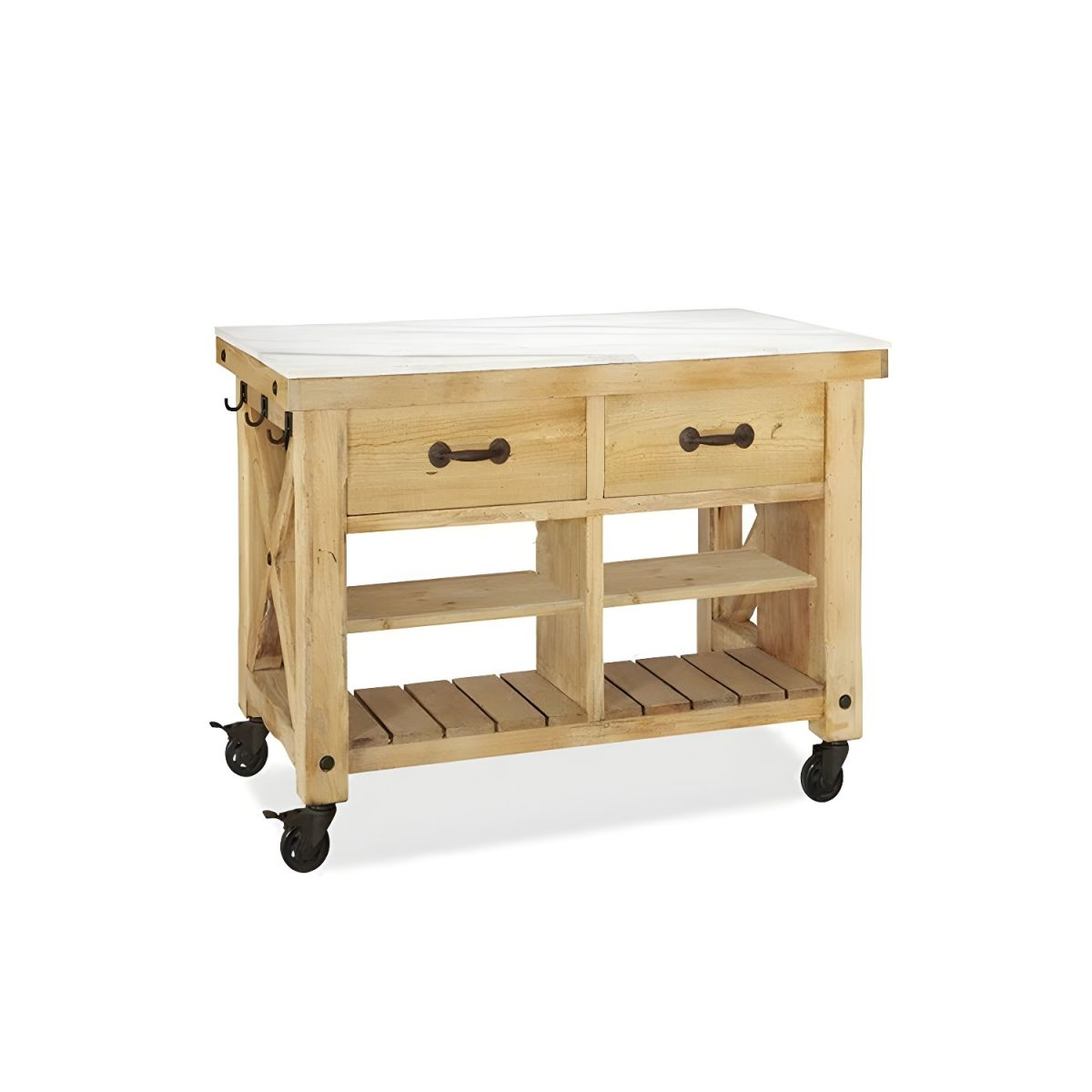 Modern Style Rolling Kitchen Cart Wood Rectangular Kitchen Island Cart with Towel Rack - 31