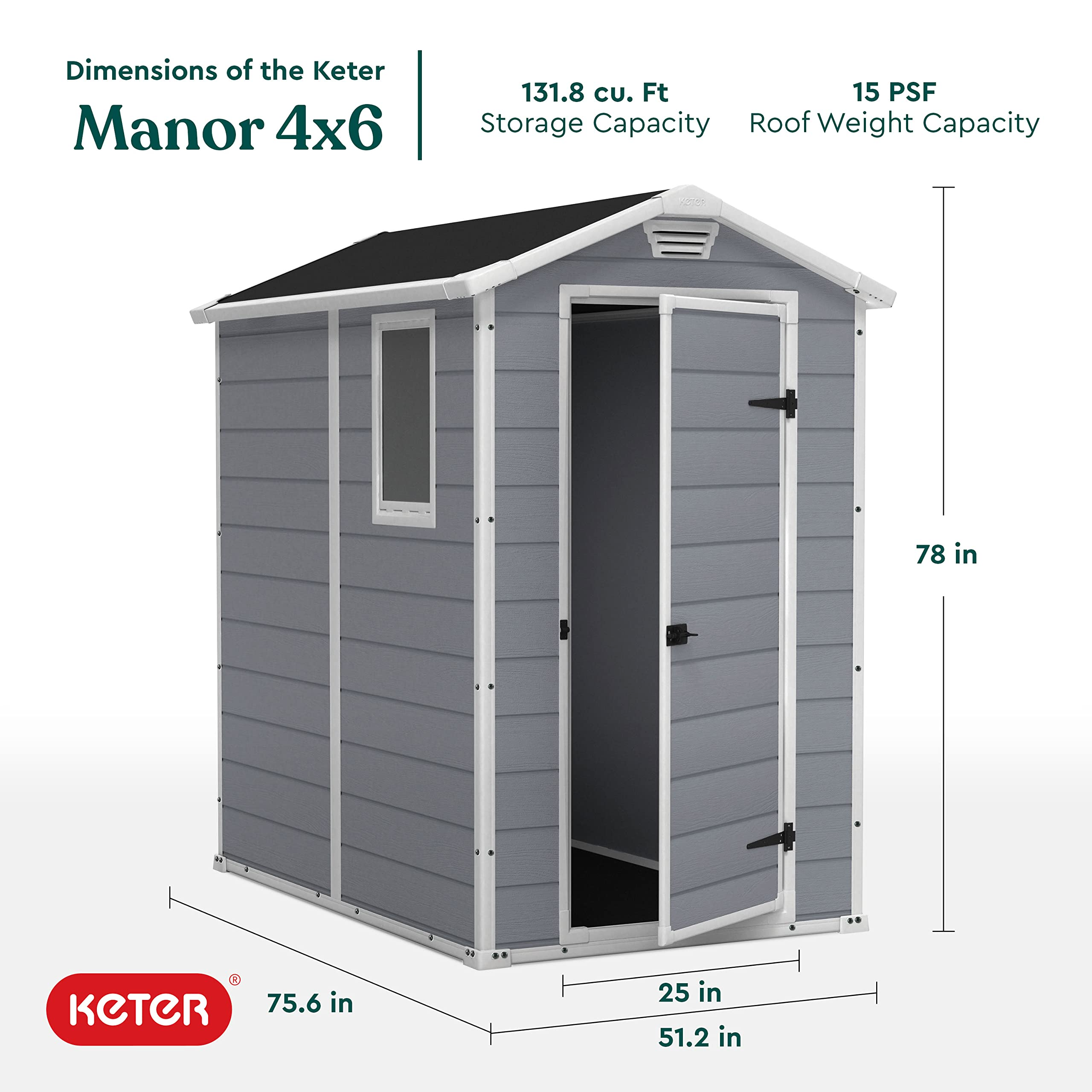 【Storage Shed】4x6 Resin Outdoor Storage Shed Kit-Perfect to Store Patio Furniture, Garden Tools Bike Accessories