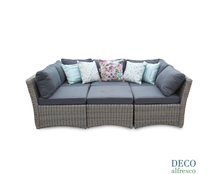 6PC High Back Modular Daybed Sofa Rattan Furniture Set - Natural DECO alfresco