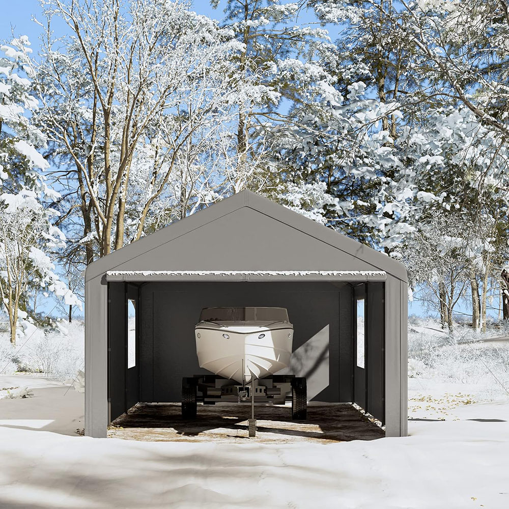 Gardesol Carport, 12'x20' Extra Large Heavy Duty Carport with Roll-up Ventilated Windows