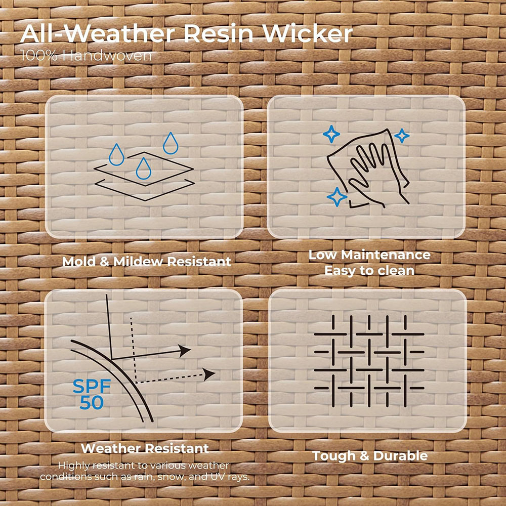 CHITA 5 Pieces Wicker Patio Furniture Set, Outdoor Conversation Set