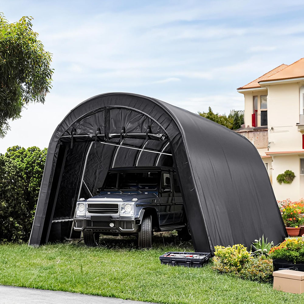 UDPATIO Heavy Duty Carport, Round Portable Garage Waterproof Snow Shelter Storage Shed