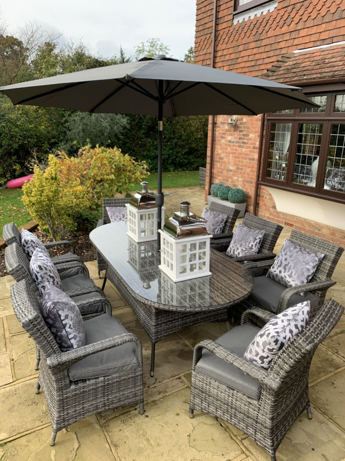 8 Savannah Armchairs Oval Table Set - Low Price for a Limited Time