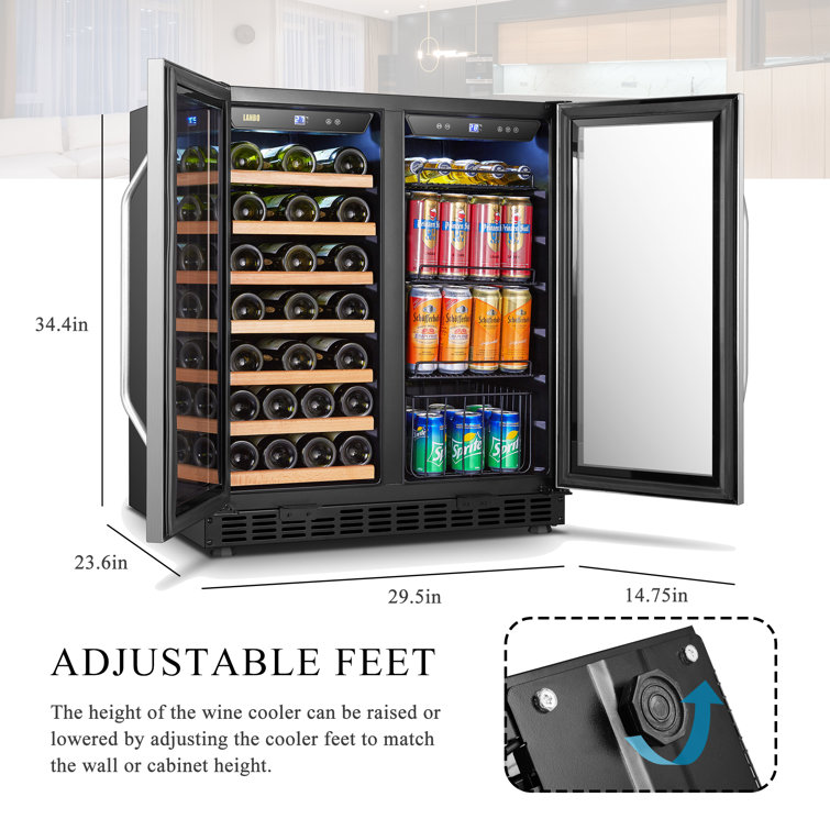 33 Bottle and 70 Can Freestanding Refrigeration Dual Zone Freestanding/Built-In Wine & Beverage Refrigerator (Part number: LW3370B)
