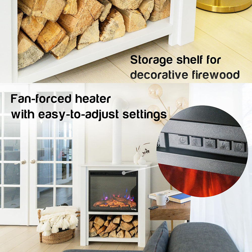 Innsbruck Electric LED Fireplace Stove - Décor Chimney Flue and Wood