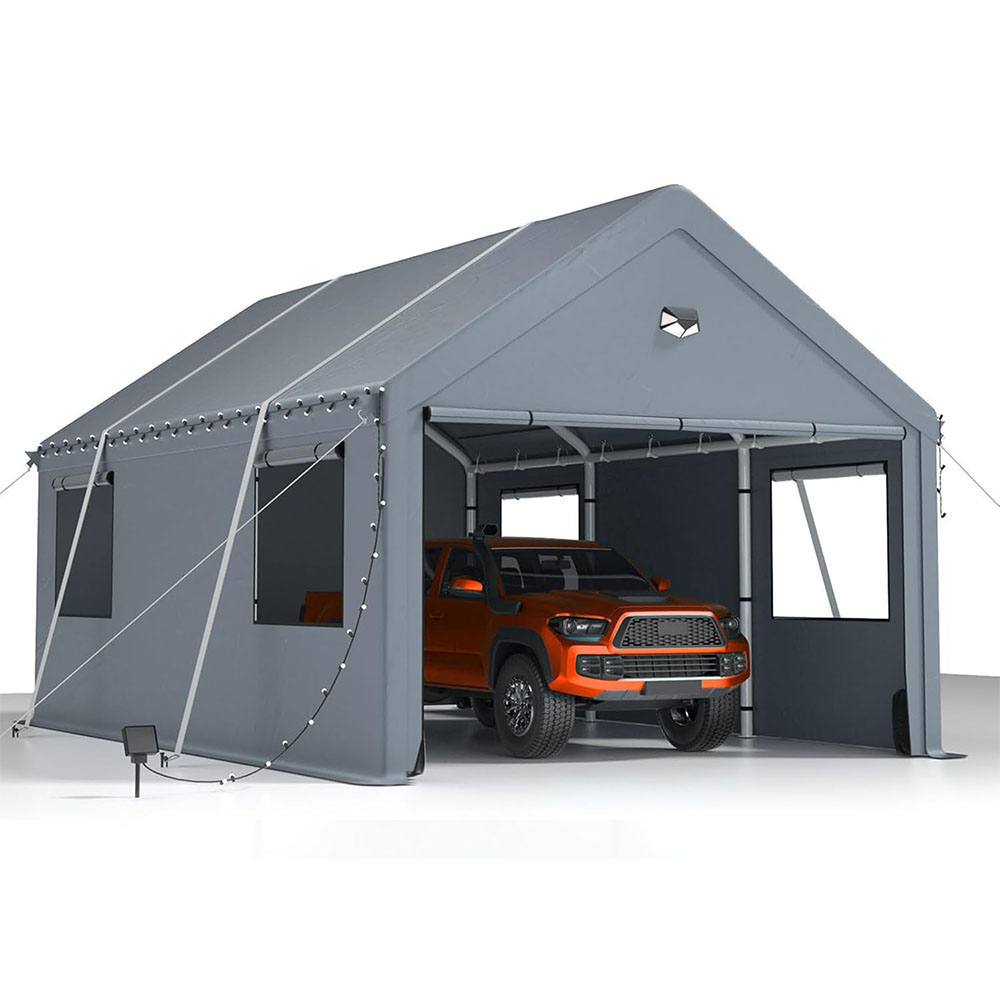 Heavy duty carport canopy, extra large portable car tent garage with roll-up windows and four seasons tarpaulin cover