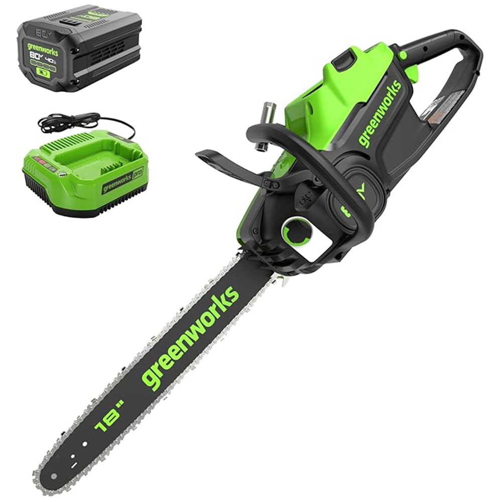 Greenworks 80V Brushless Cordless Electric Chainsaw (Great for Tree Cutting, Pruning, Trimming and Splitting Firewood)