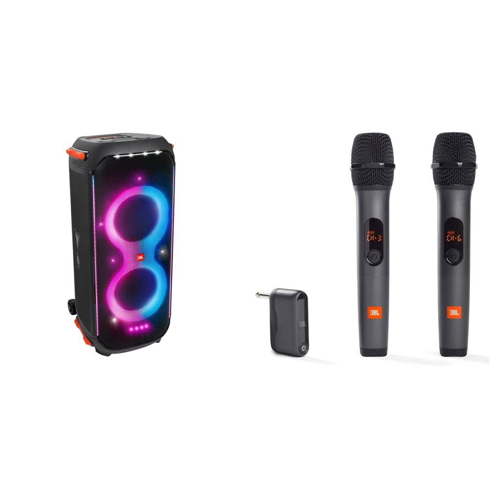 JBL PartyBox 710 -Party Speaker with Powerful Sound, Built-in Lights and Extra Deep Bass, IPX4 Splash Proof, App/Bluetooth Connectivity, Made for Everywhere a Handle Wheels (Black)