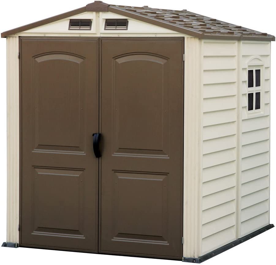 【Storage Shed】6' x 6' PLUS Plastic Garden Shed with Plastic Floor & Fixed Window