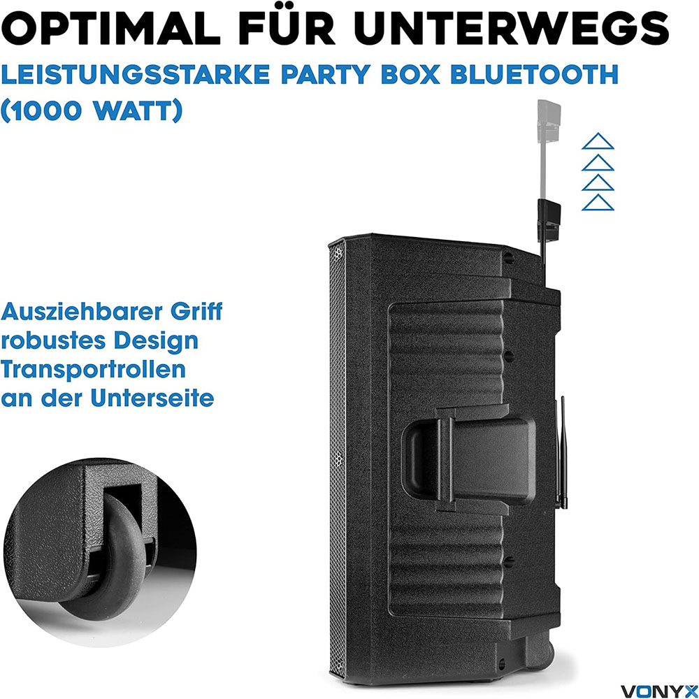 Vonyx VSA700 Partybox Bluetooth Lautsprecher groß mit Akku