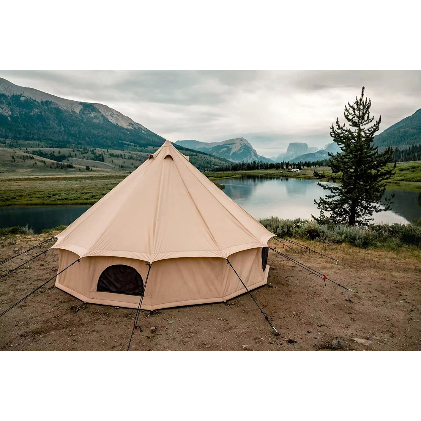 WHITEDUCK Regatta Canvas Bell Tent - With Stove Jack, Waterproof, 4 Seasons Glamping and Glamping Yurt Tent