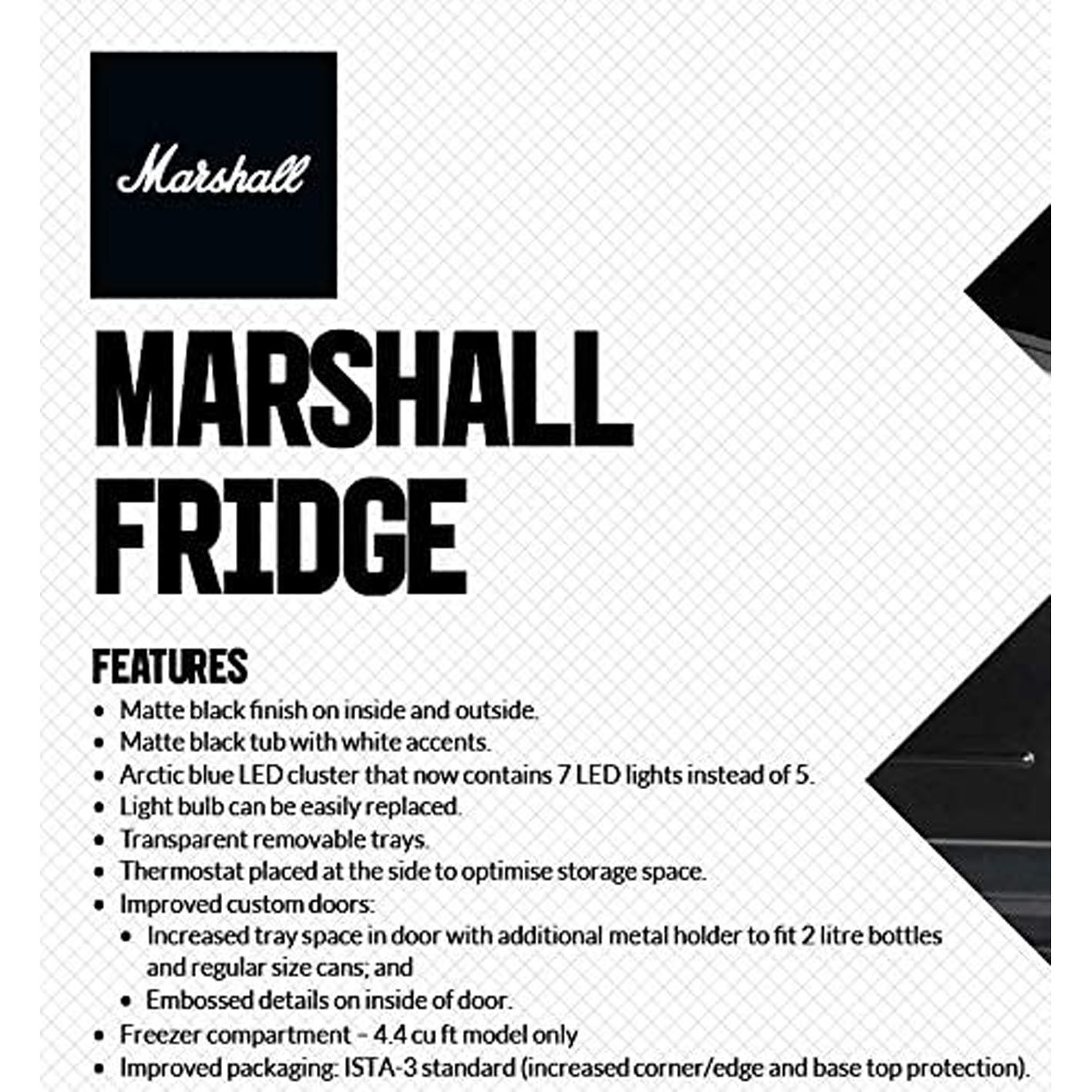 Marshall MF44BLKNAU 4.4 Cubic-Foot Bar Fridge with Freezer, Black