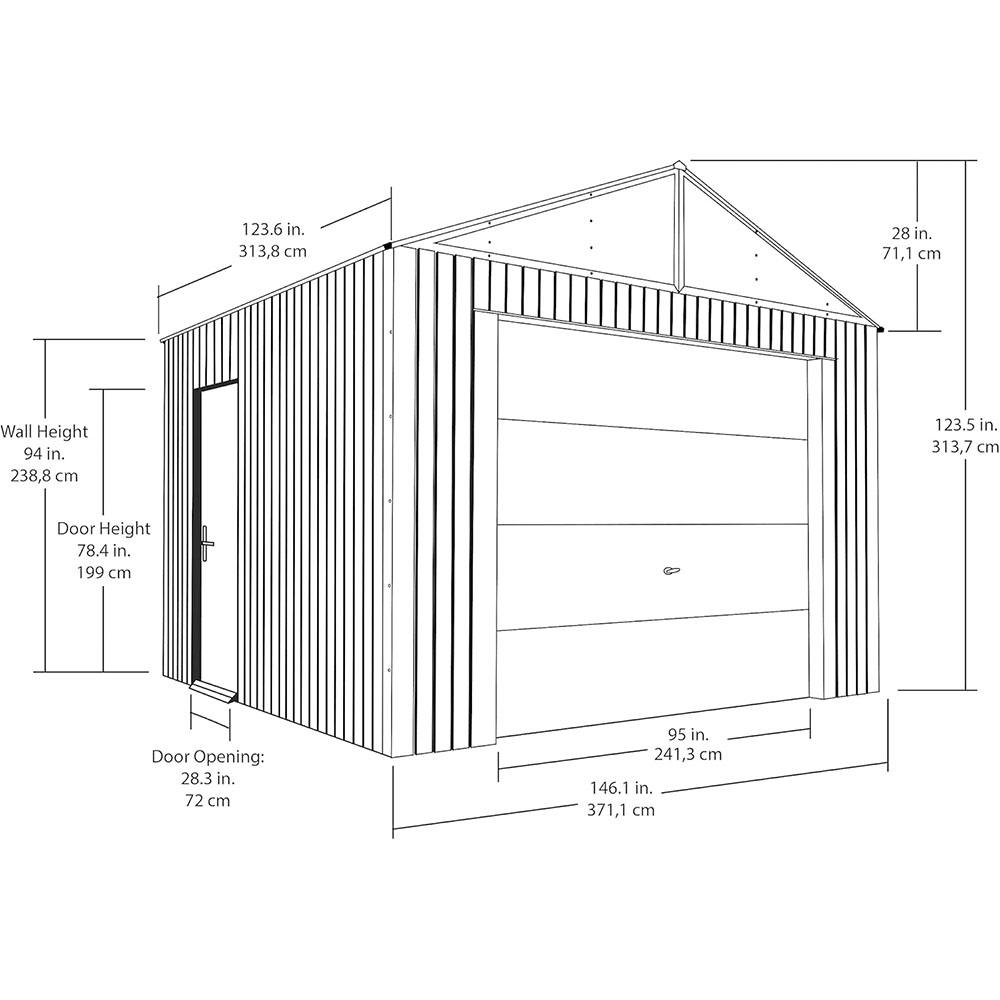 Sojag, Everest Galvalume Steel with Extra Tall Walls Garage Storage Building