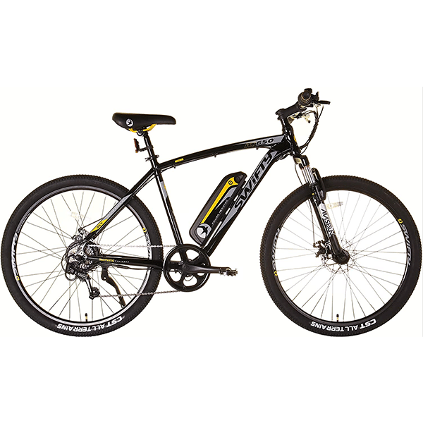 Swifty All Terrain Electric Bike Mountain Ebike - ideal Commuting Bike with 7 Speed Shimano Gears and Disc Brakes - Up to 25 Miles on One Charge - Electric Bikes for Adults