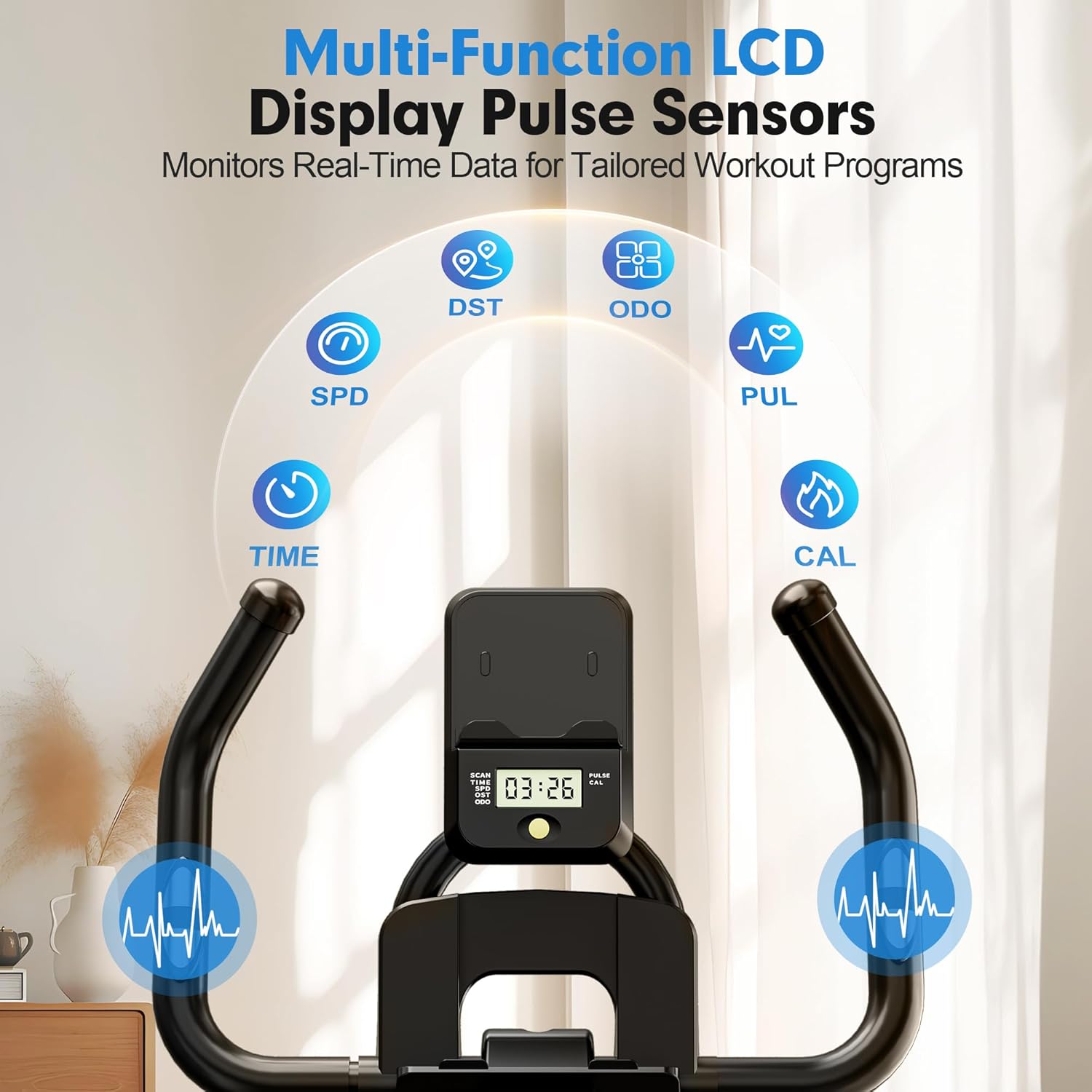 Exercise Bike Indoor Cycling Bike Stationary Cycle Bike with Heart Rate Sensor & Comfortable Seat Cushion, Quiet Fitness Bike for Home Cardio Workout