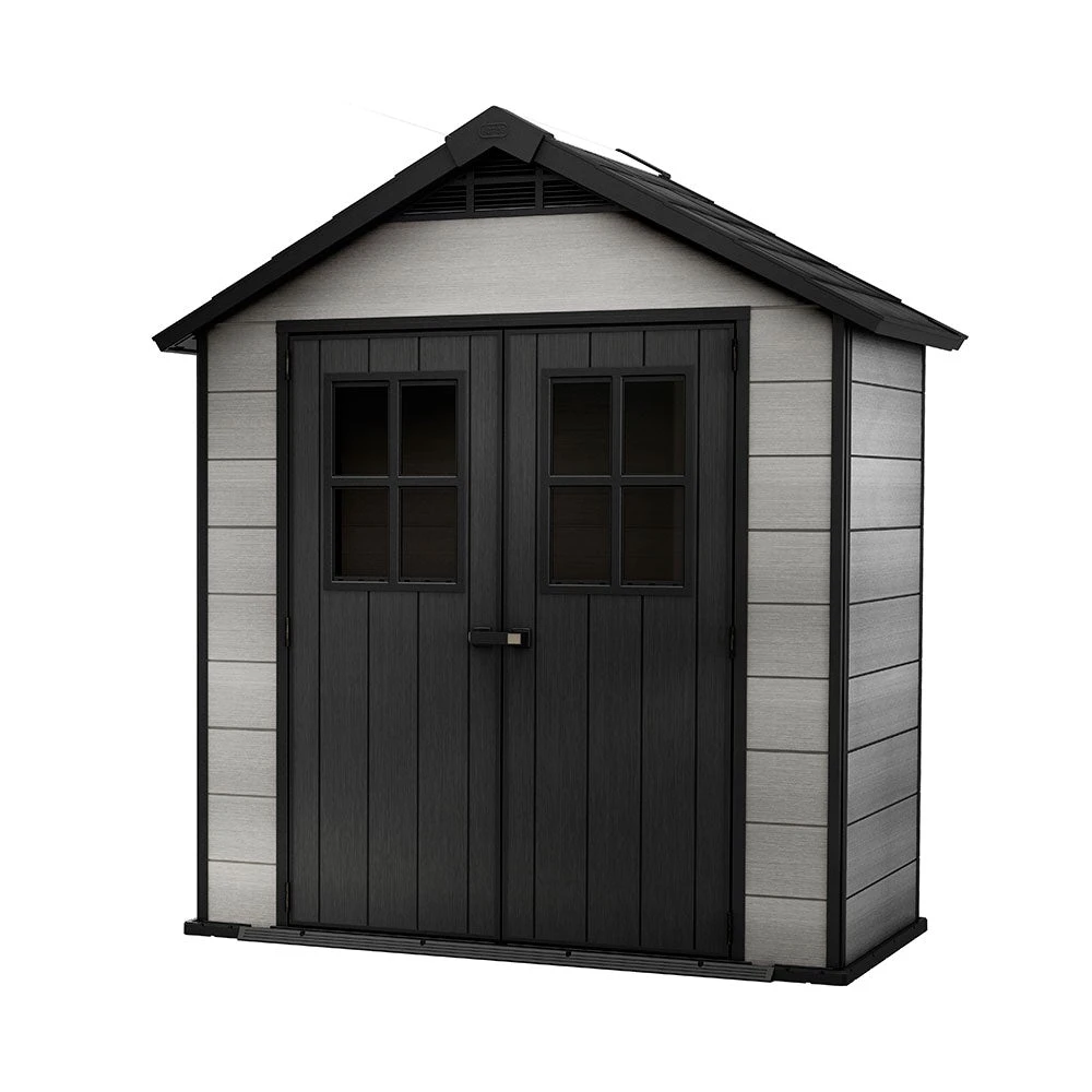 Keter Oakland Outdoor Plastic Garden Storage Shed, 7.5 x 4 feet - Grey